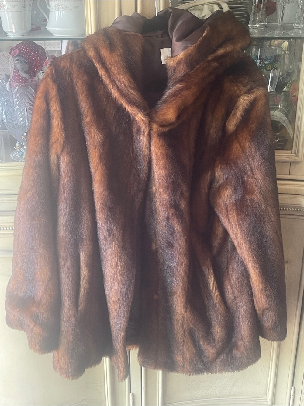 East 5th Brown Faux Fur Hooded Coat